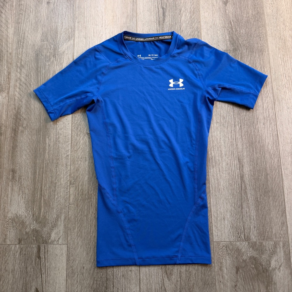 Under Armour HeatGear Mens XS Blue Compression Shirt Short Sleeve Workout UA